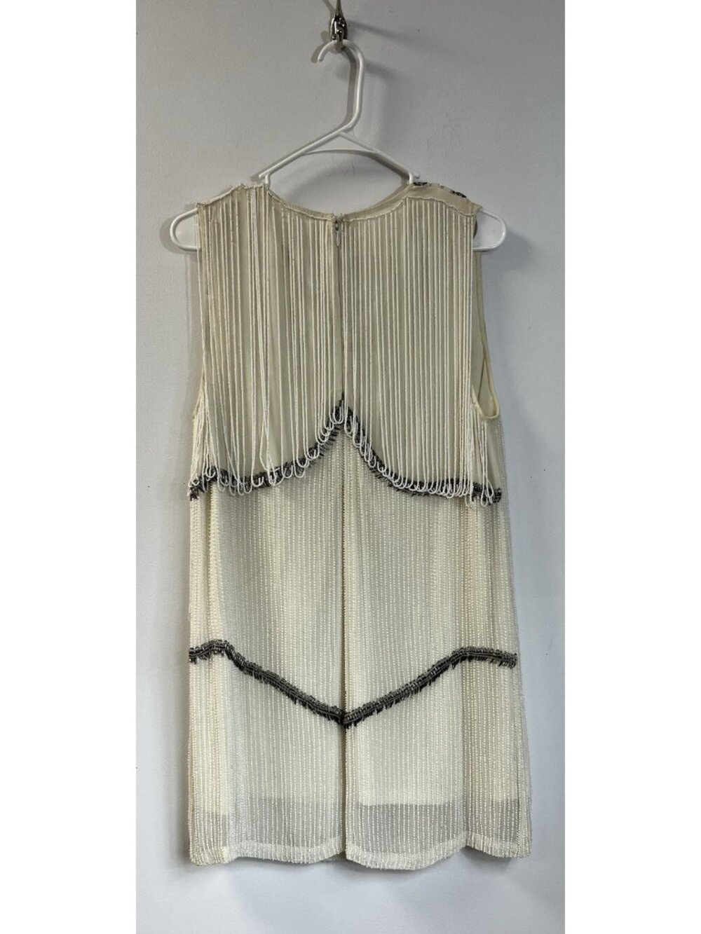 Art Deco/Boho/Festival Free People Beaded Fringe Dress Cream/Ivory L - Picture 5 of 7
